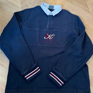 Kith Navy Blue Rugby Polo with White Collar & Red Accent